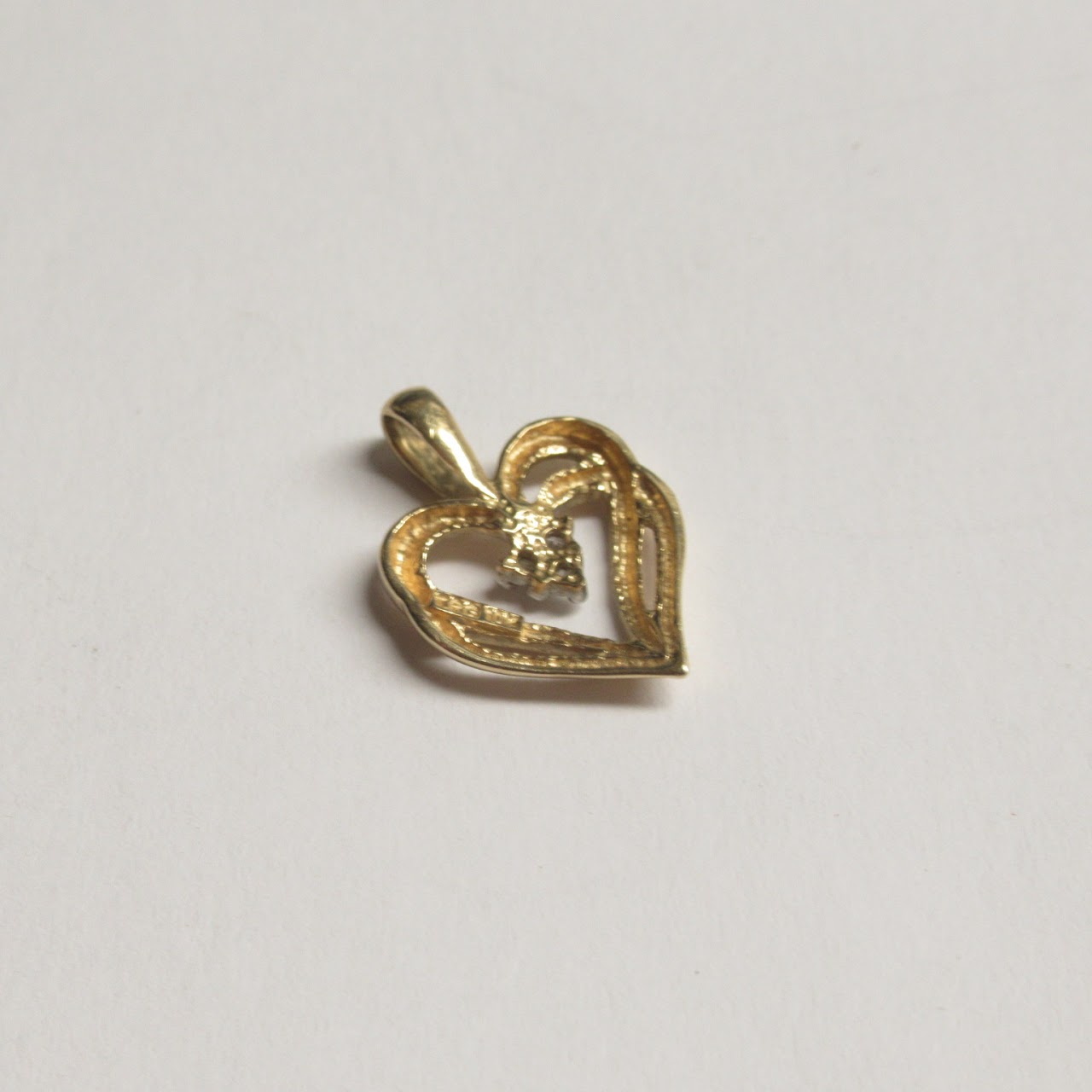 10K Yellow & White Gold Heart Pendant