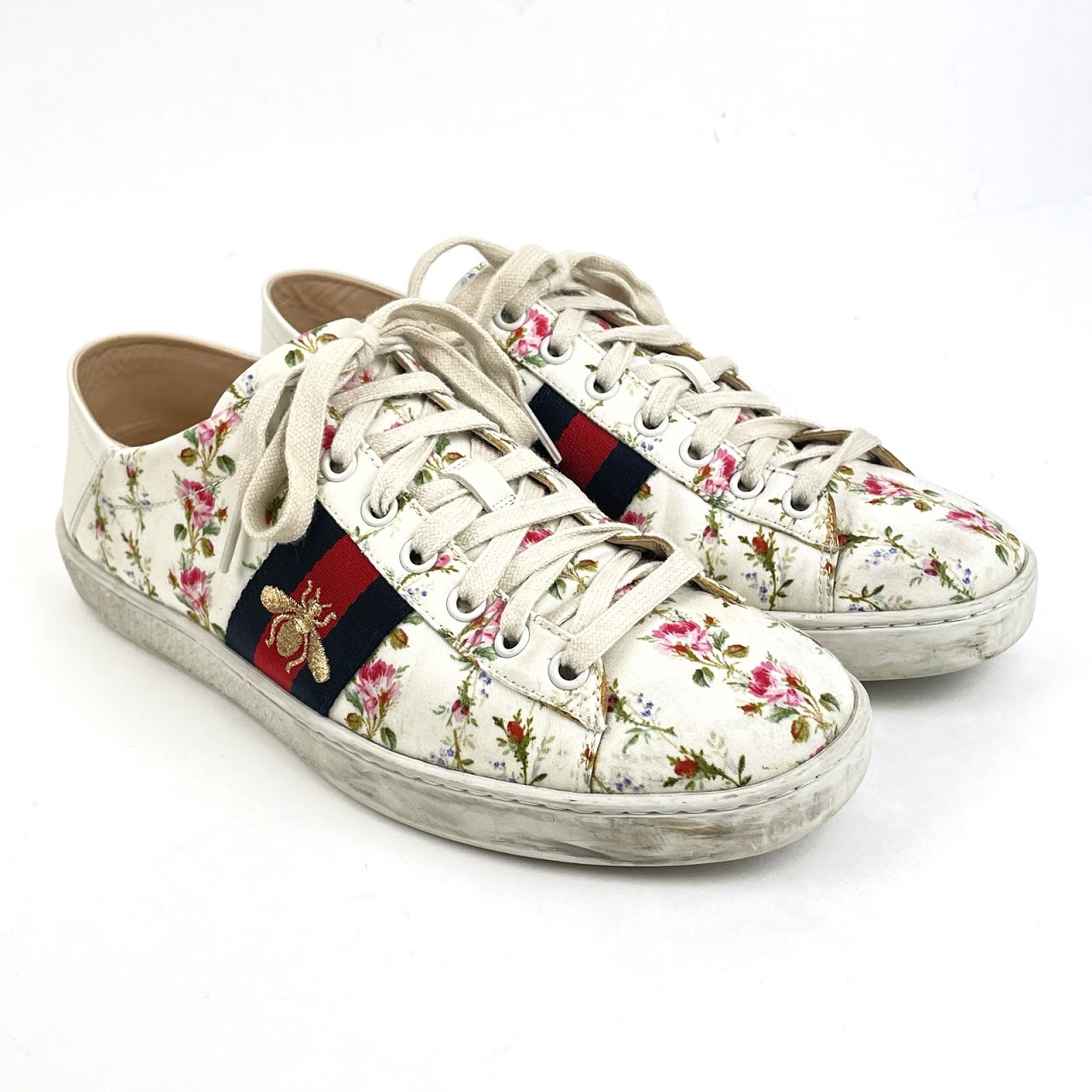 Gucci Ace Floral Bee Trainers