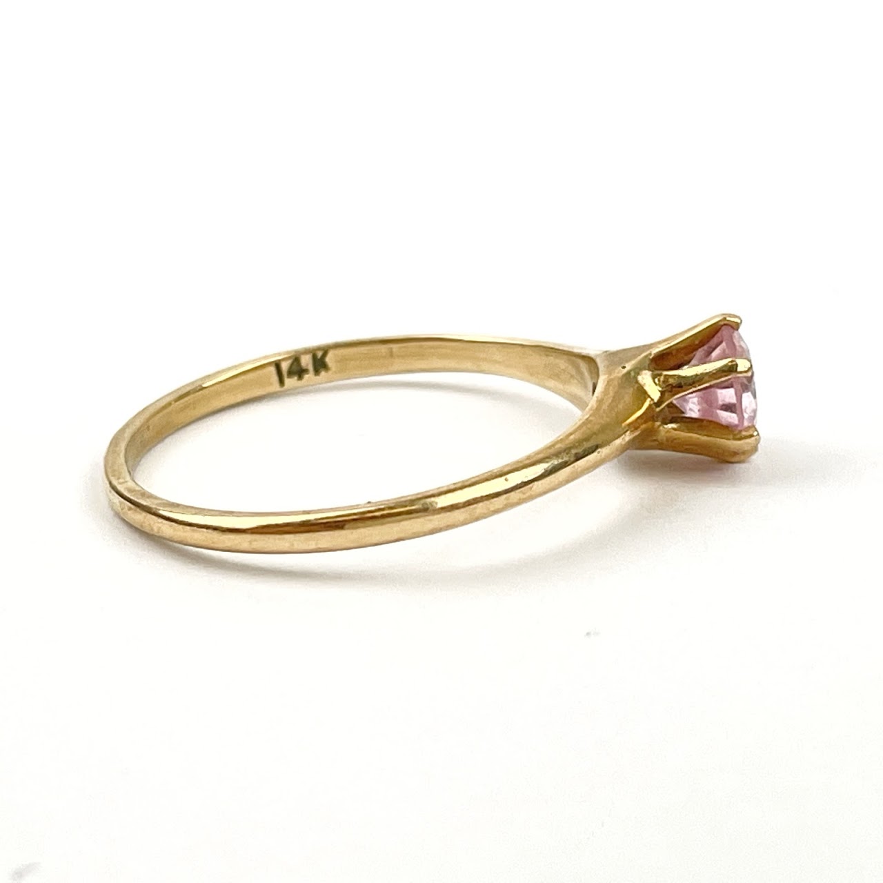 14K Gold & Pink Stone Ring