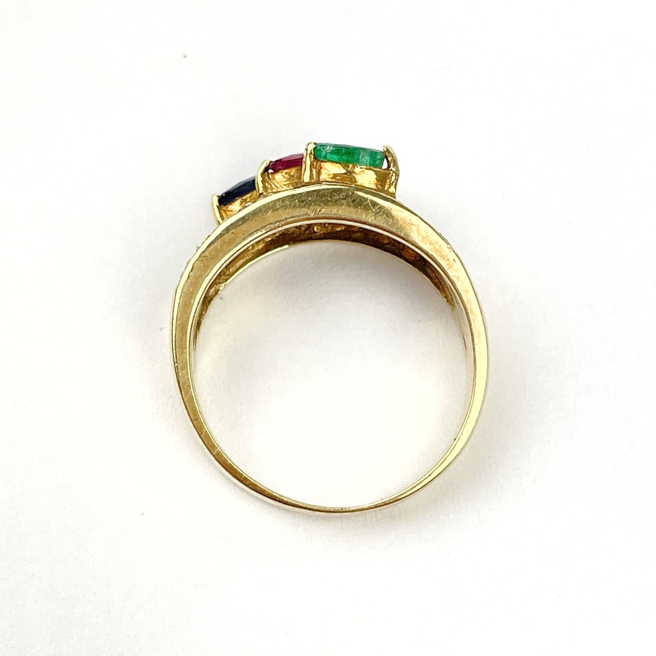 14K Gold, Multi-Color Stone & Diamond Ring