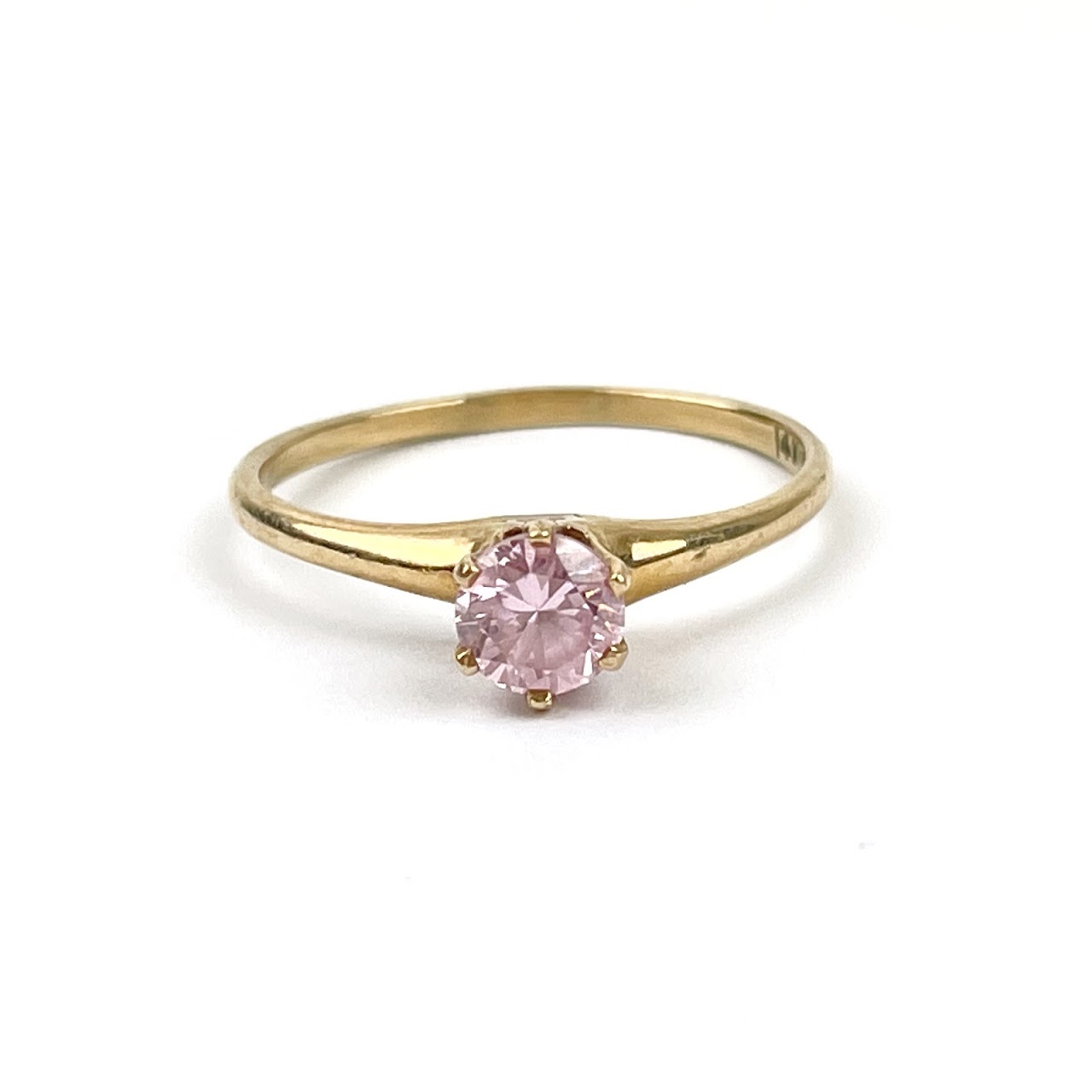 14K Gold & Pink Stone Ring