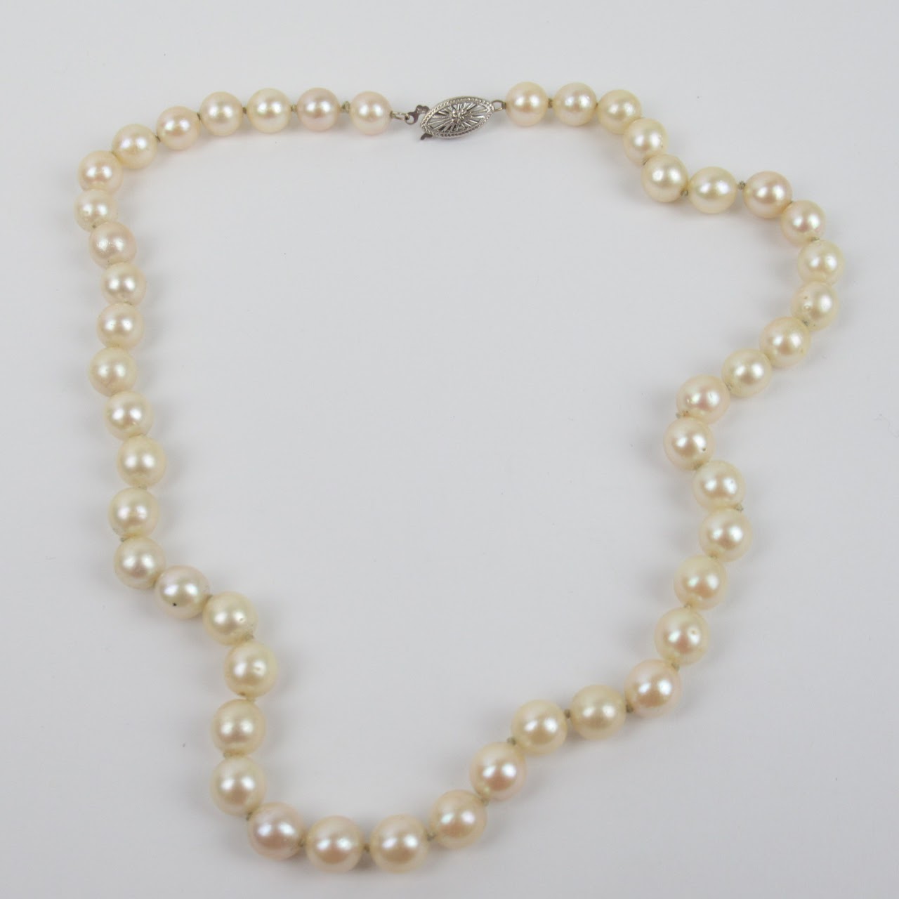 14K White Gold & Pearl Necklace