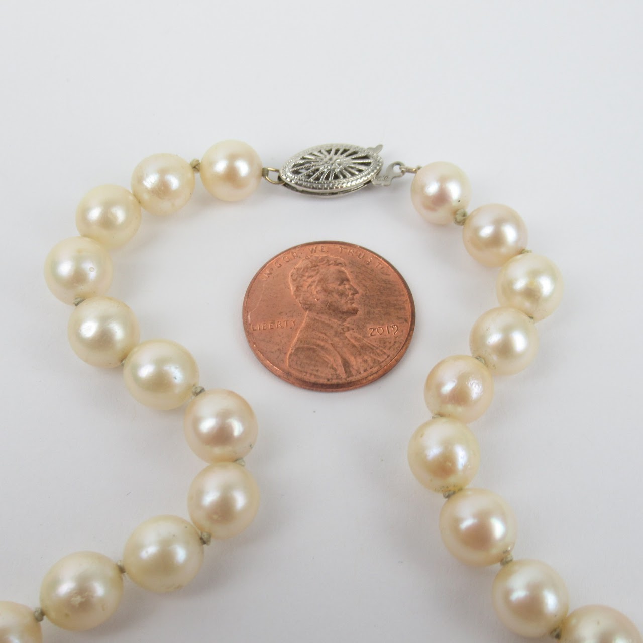 14K White Gold & Pearl Necklace