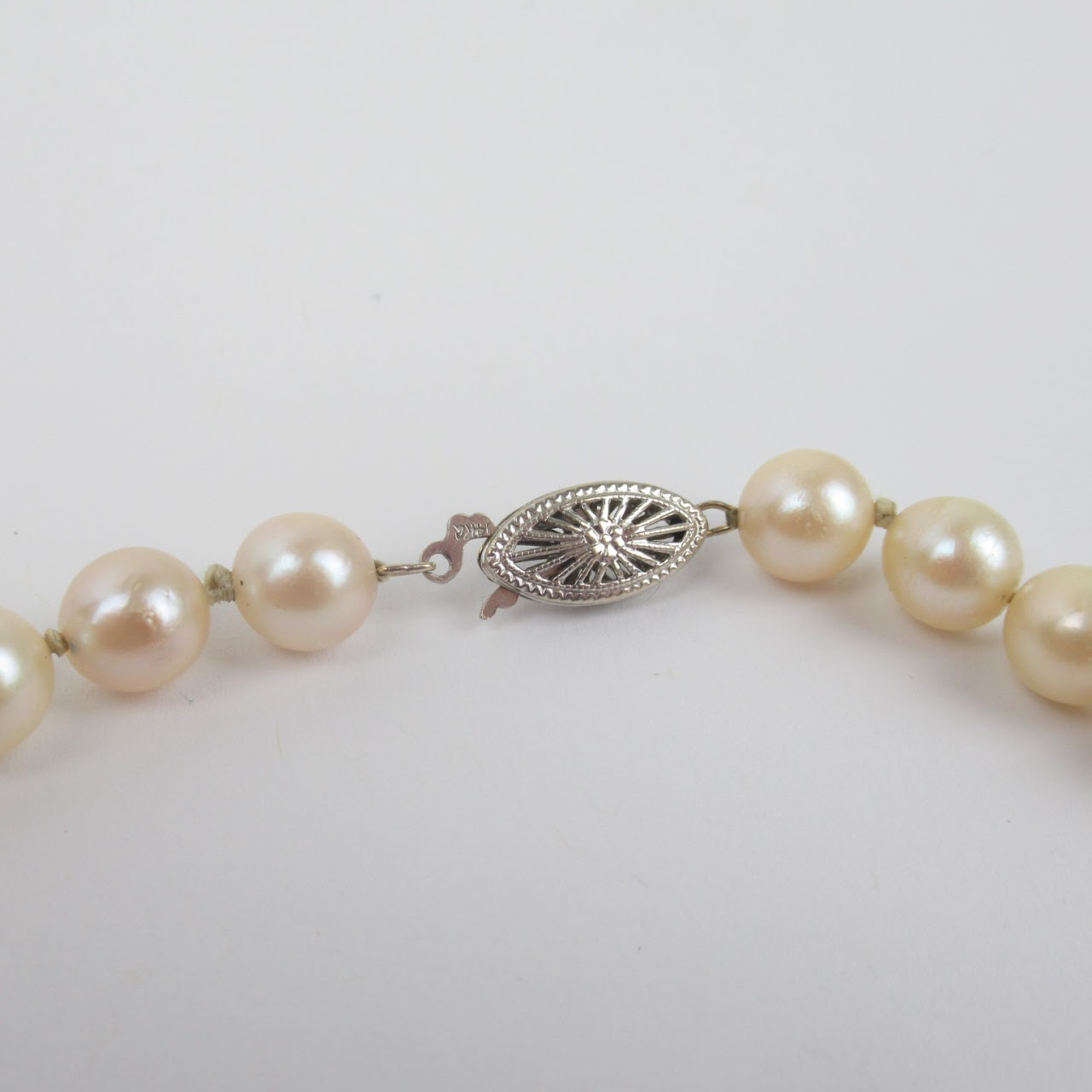 14K White Gold & Pearl Necklace