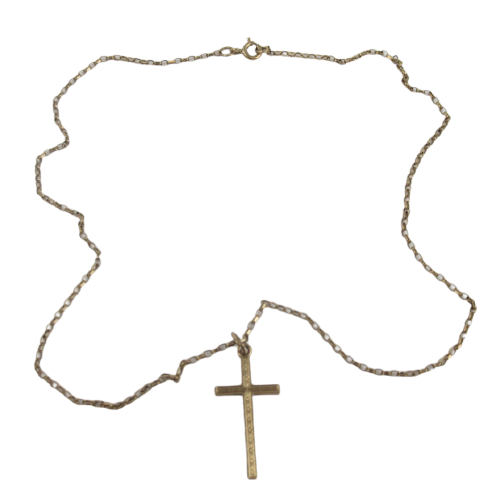 9K Gold Cross Pendant Necklace