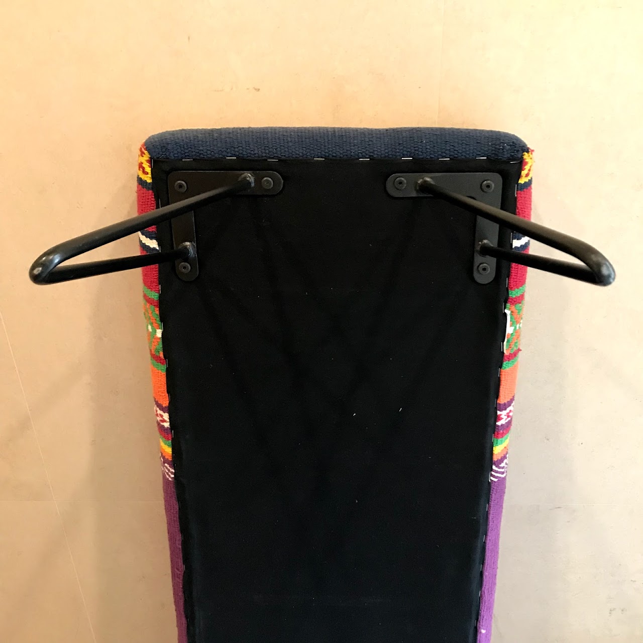 Kilim Upholstered Hairpin Leg Bench