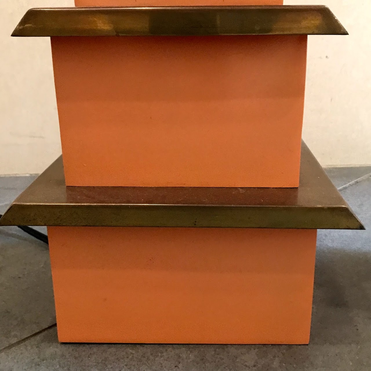 Jonathan Adler Lacquer & Brass Pagoda Table Lamp Pair