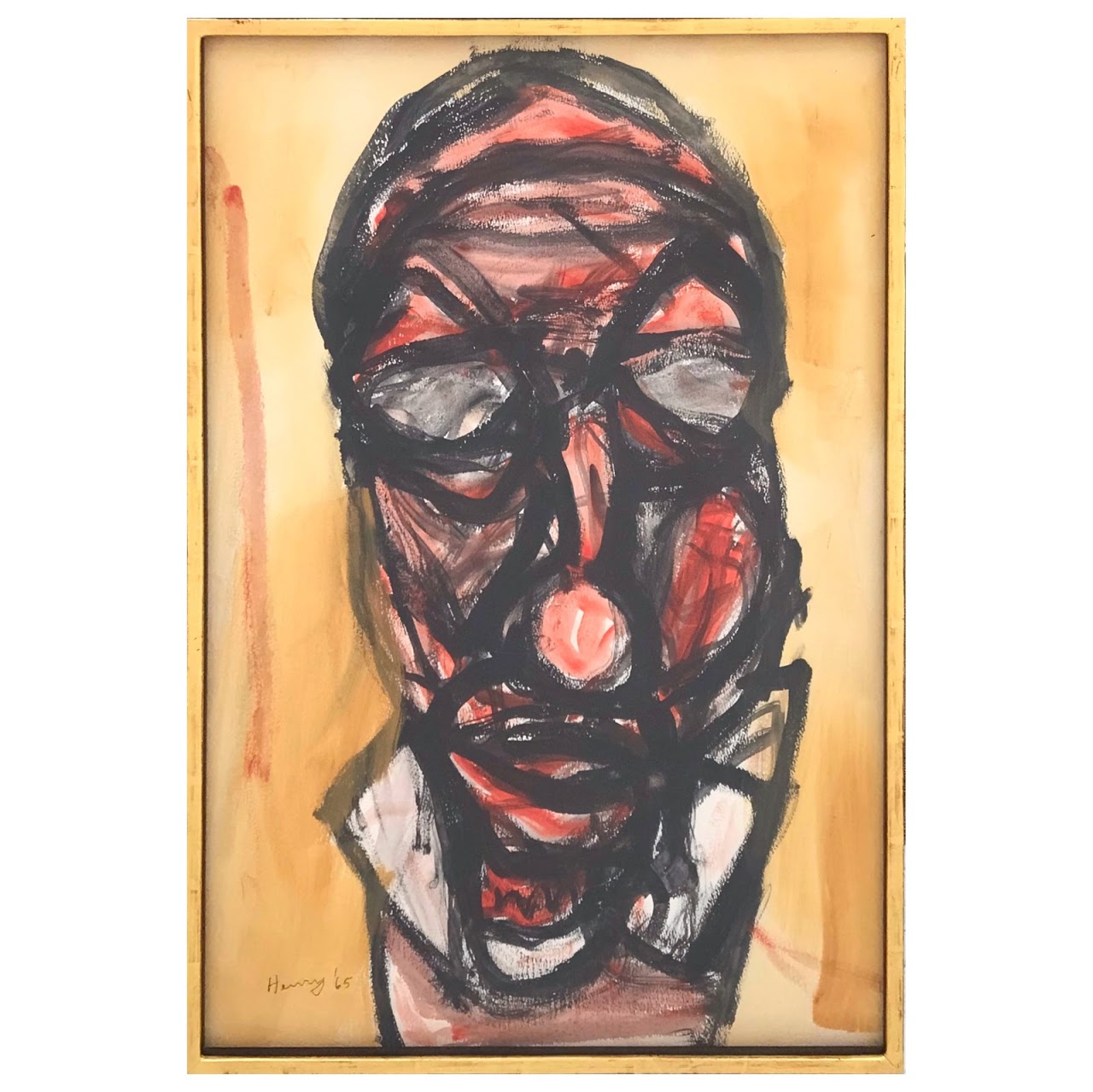 Expressionist Signed Watercolor Painting, 1965