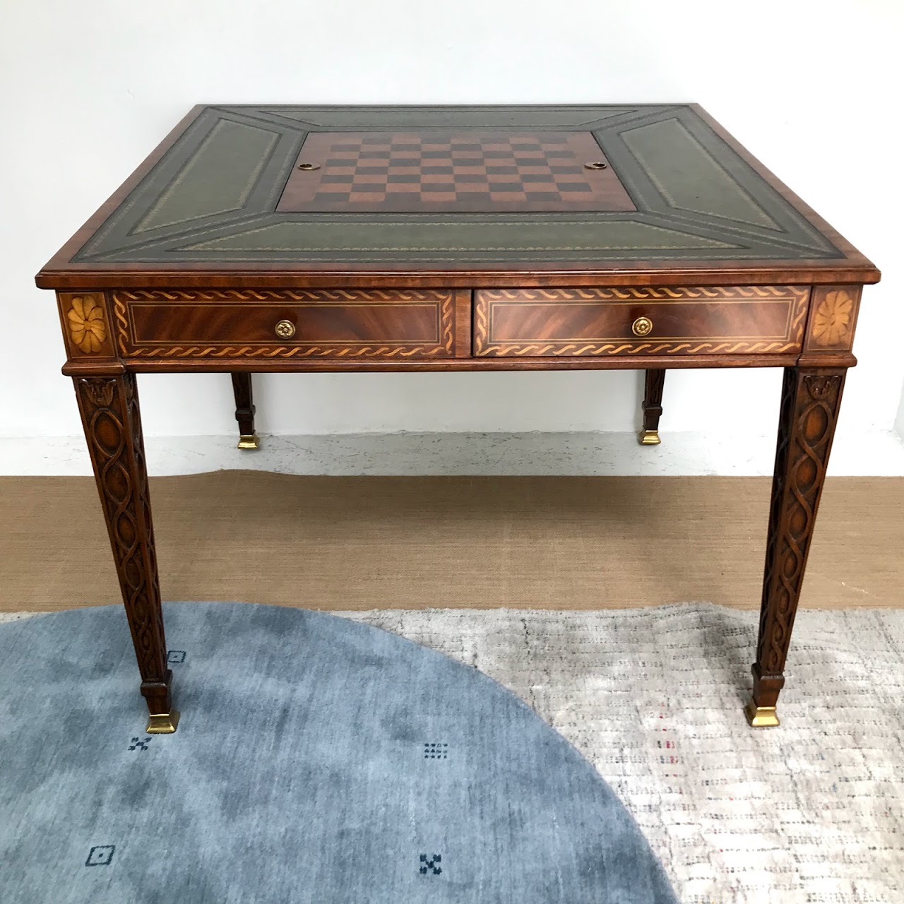 Maitland-Smith Leather-Top Game Table