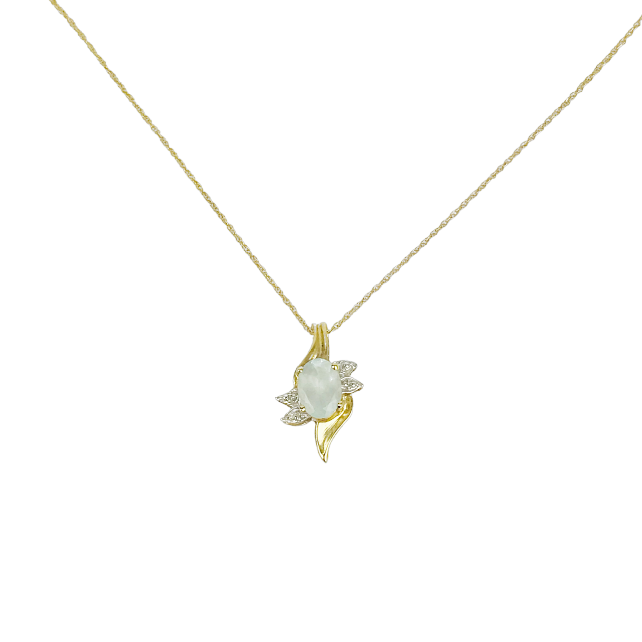 10K Gold, Diamond, and Gemstone Pendant Necklace