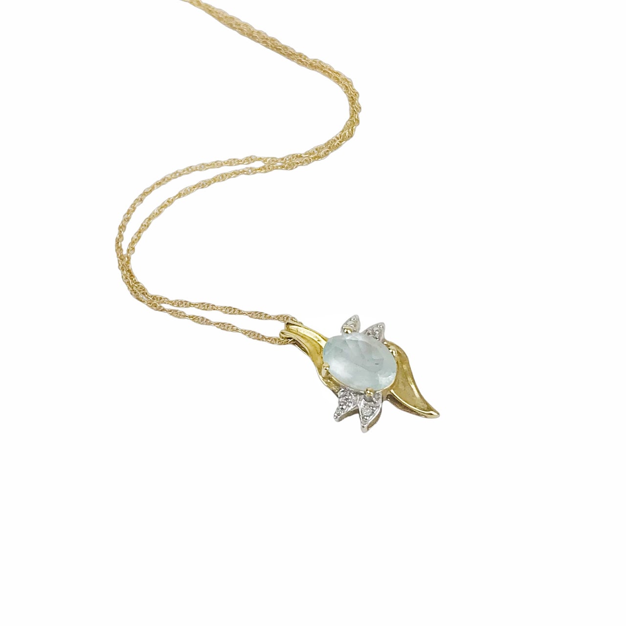 10K Gold, Diamond, and Gemstone Pendant Necklace