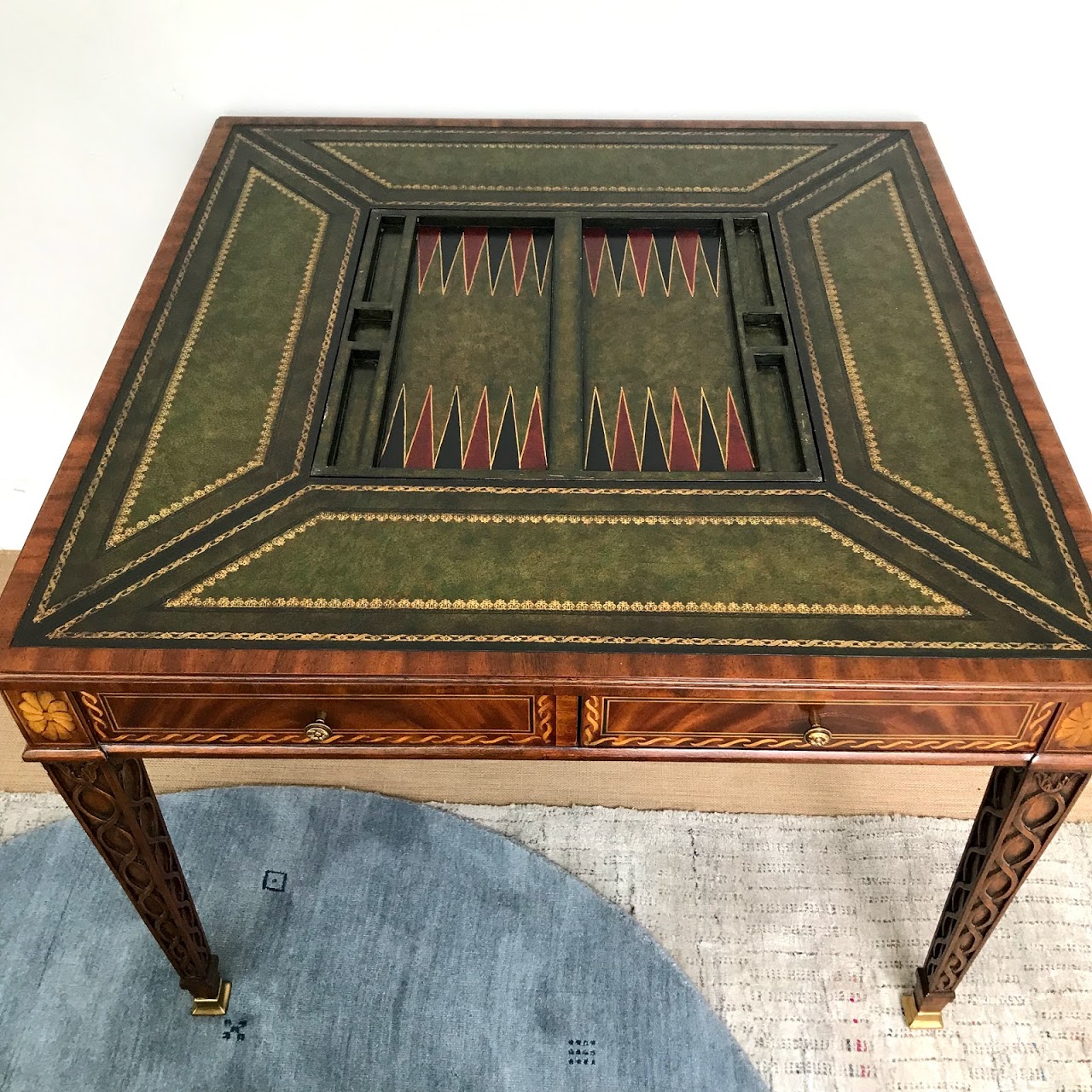 Maitland-Smith Leather-Top Game Table