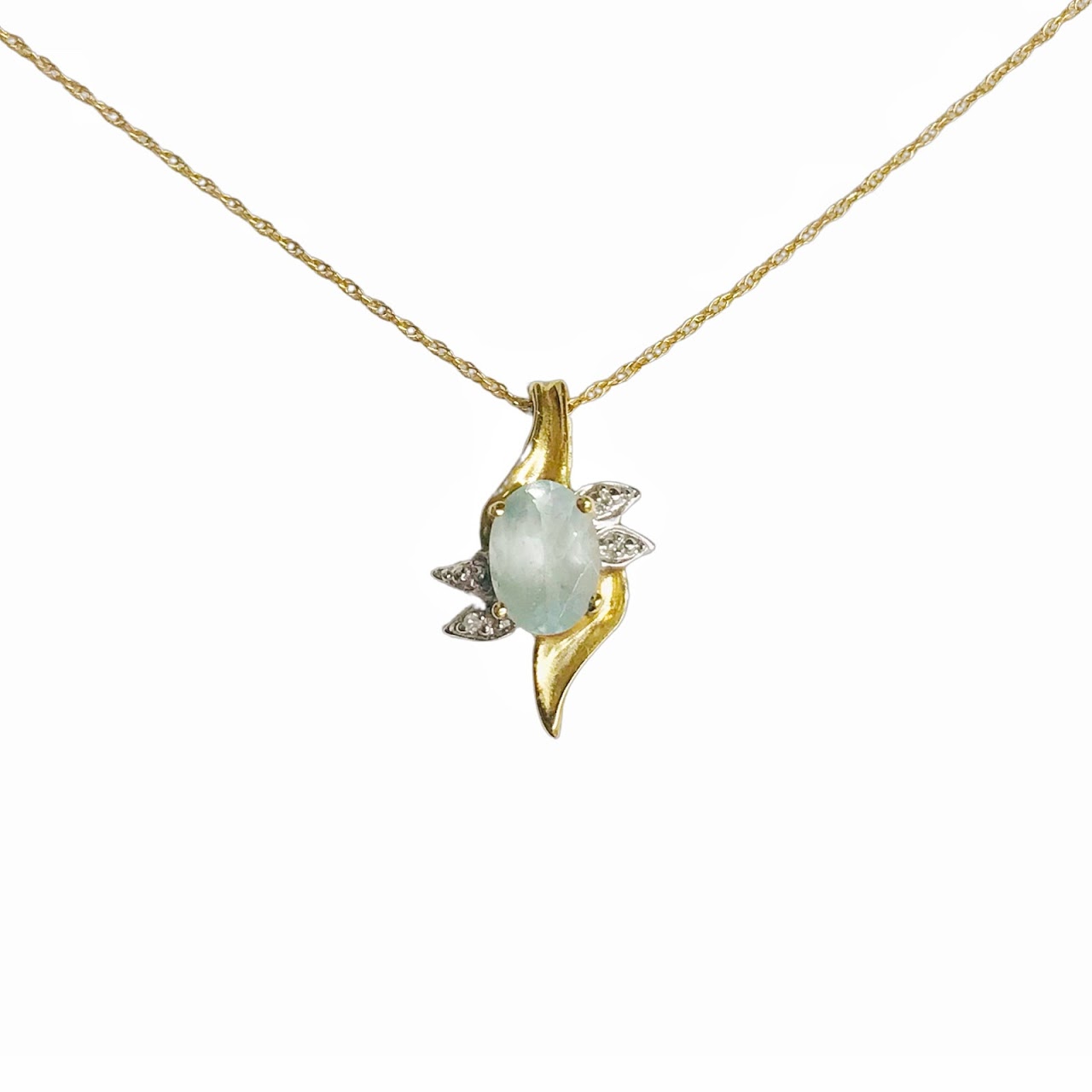 10K Gold, Diamond, and Gemstone Pendant Necklace