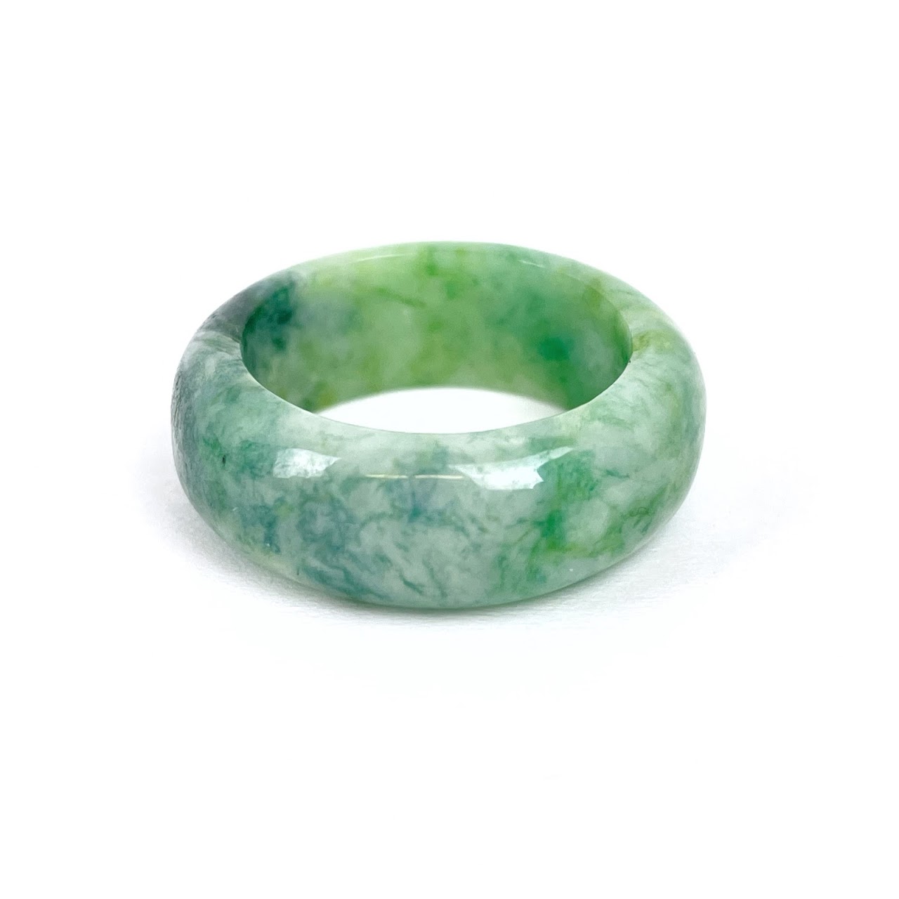 Jade Marbled Dark Green Ring