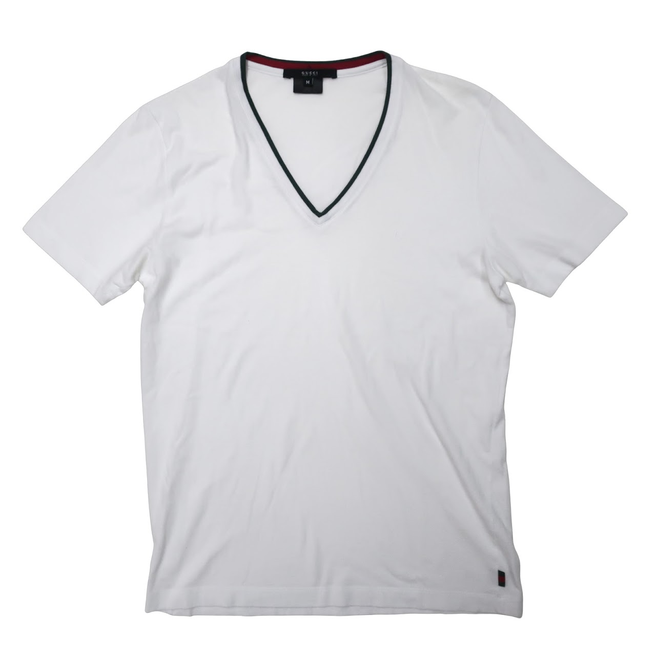 Gucci Embroidered V-Neck Cotton T-Shirt - White - M
