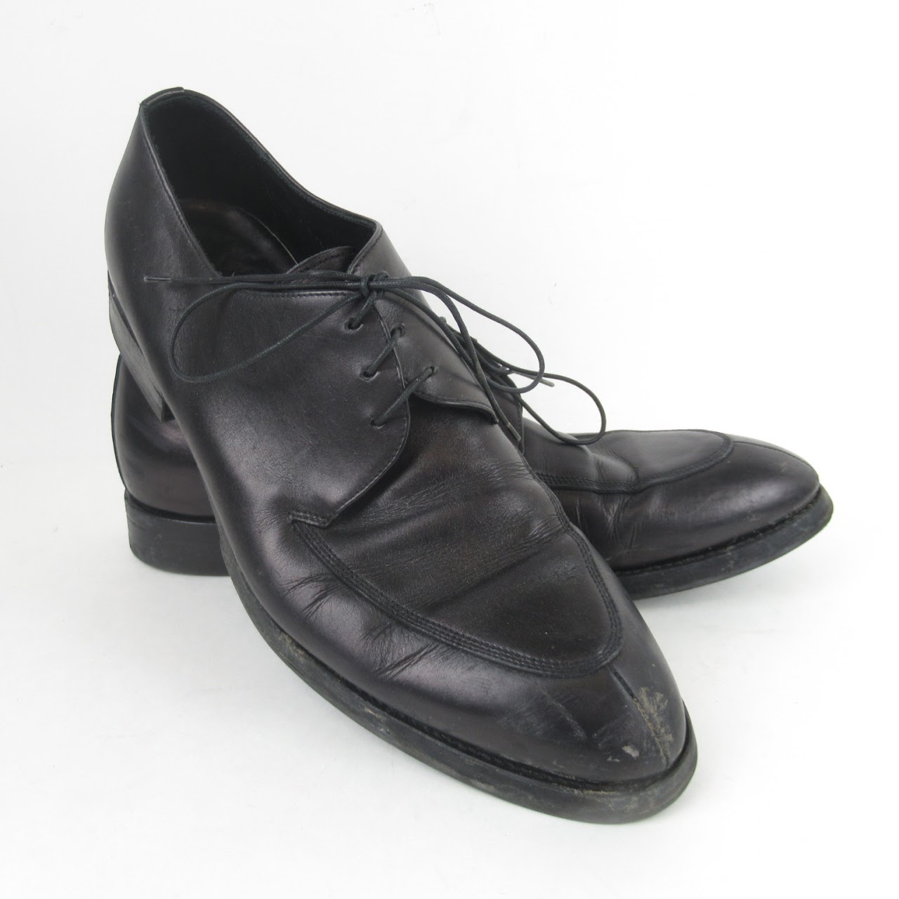 Prada Black Leather Derby Shoes