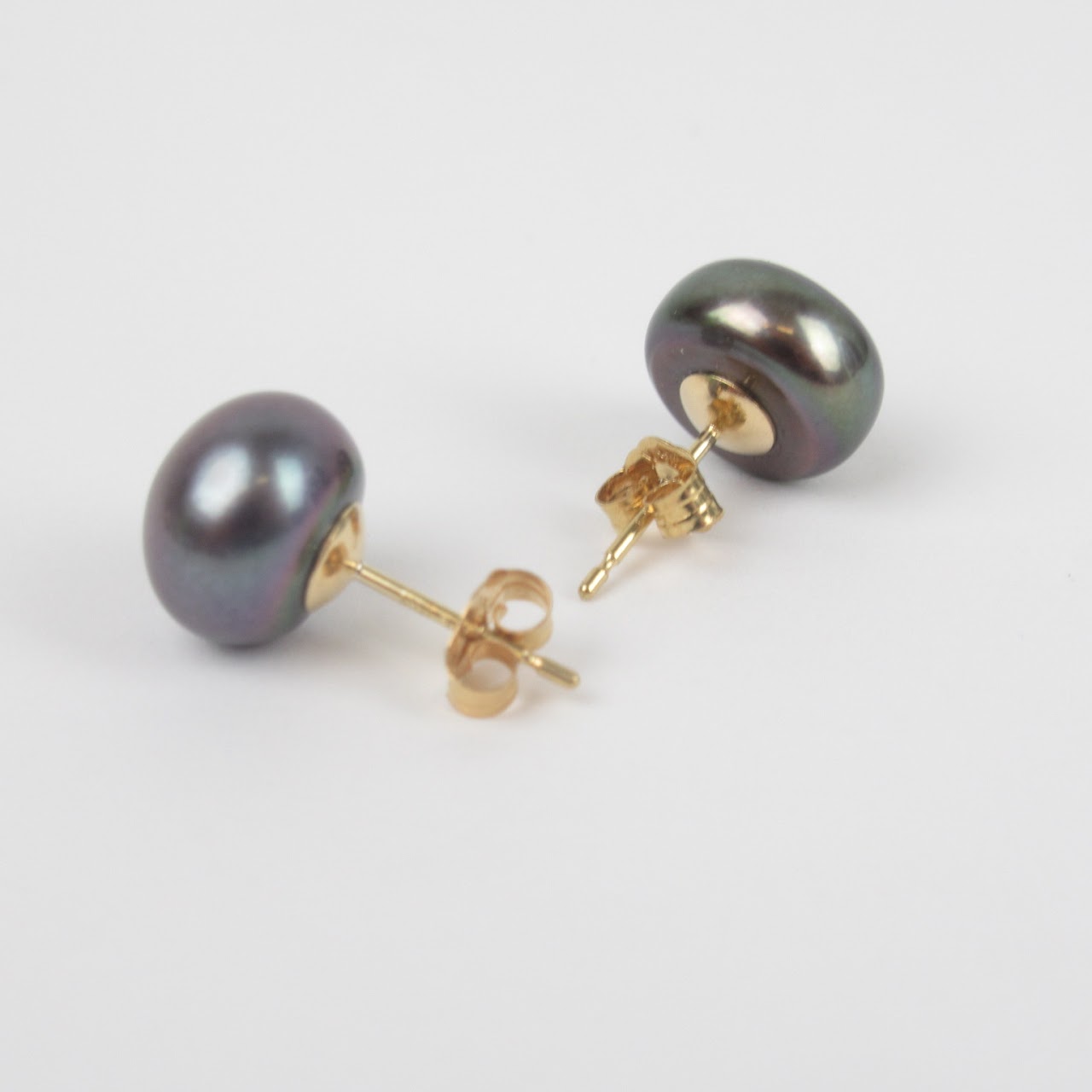 14K Gold and Tahitian Pearl Earrings