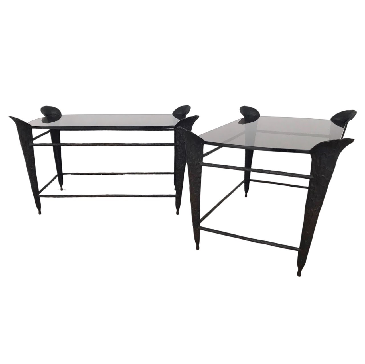 Modern Bronze Side Table Pair