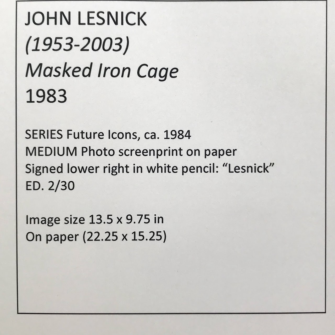 John Lesnick Signed Screenprint