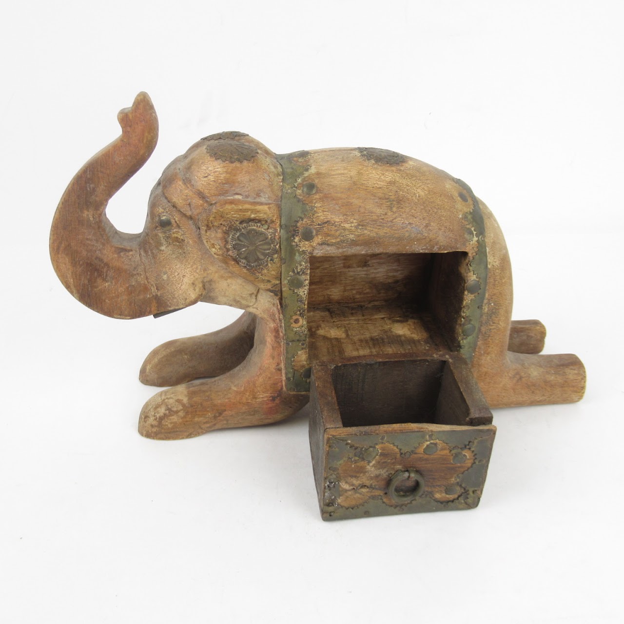 Carved Wood Elephant Box