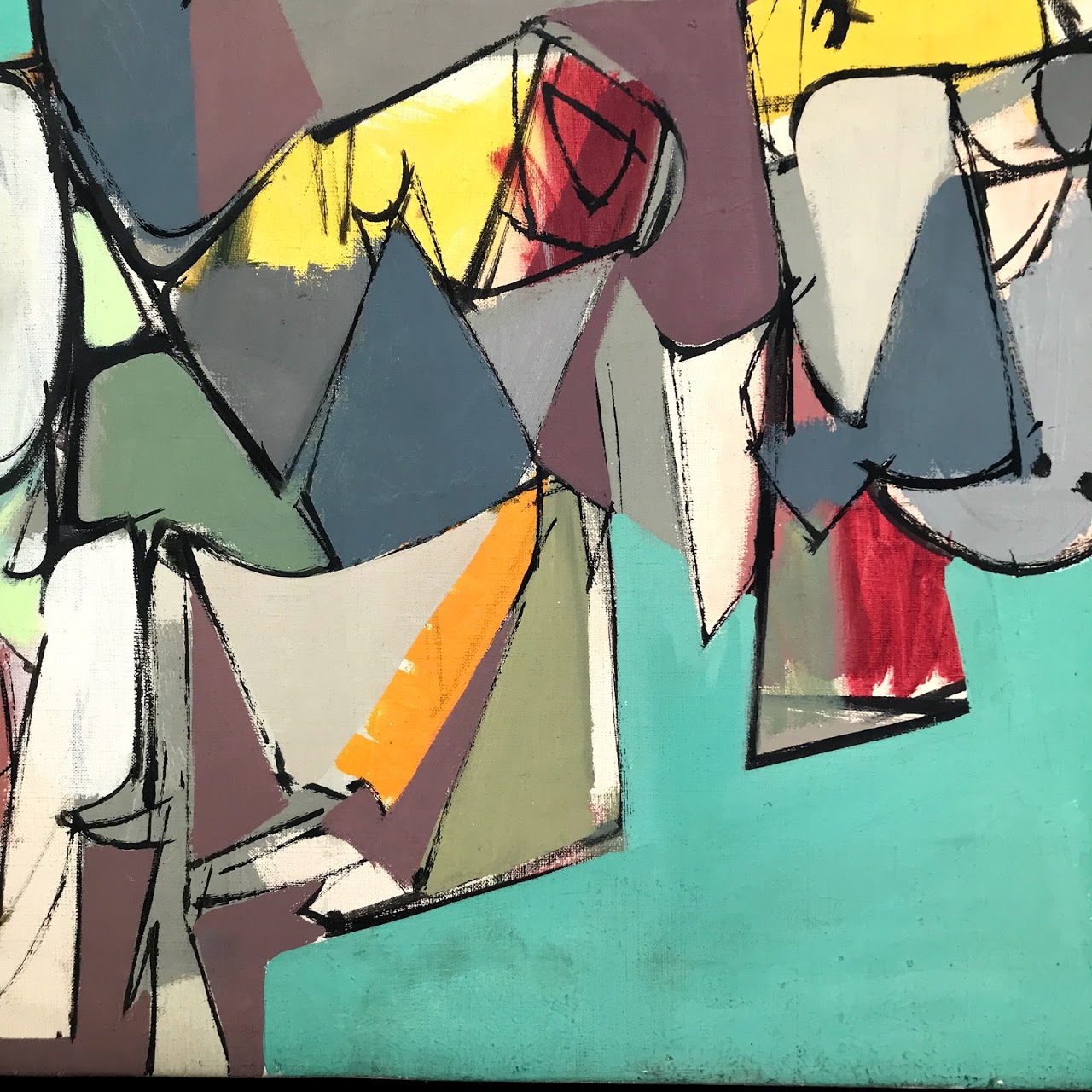 Stapleton Signed Modernist Oil Painting, 1950