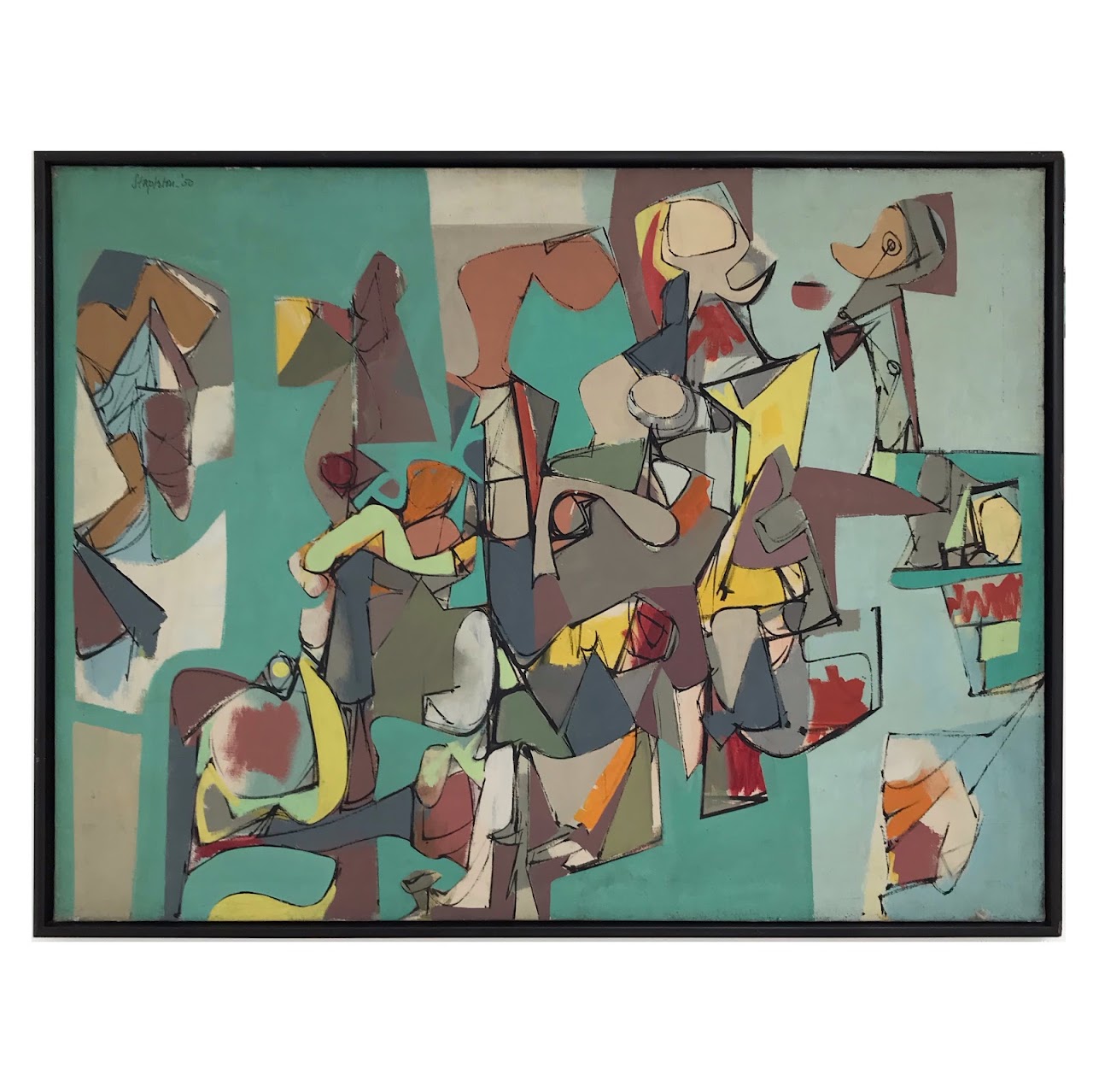 Stapleton Signed Modernist Oil Painting, 1950