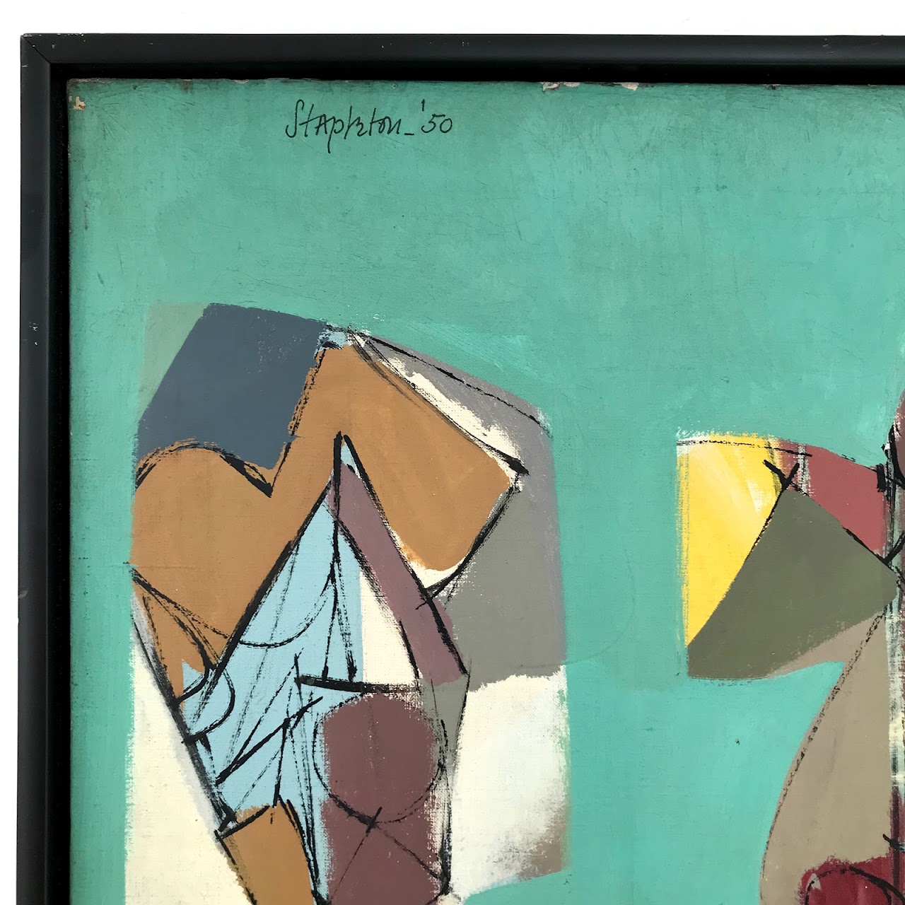 Stapleton Signed Modernist Oil Painting, 1950