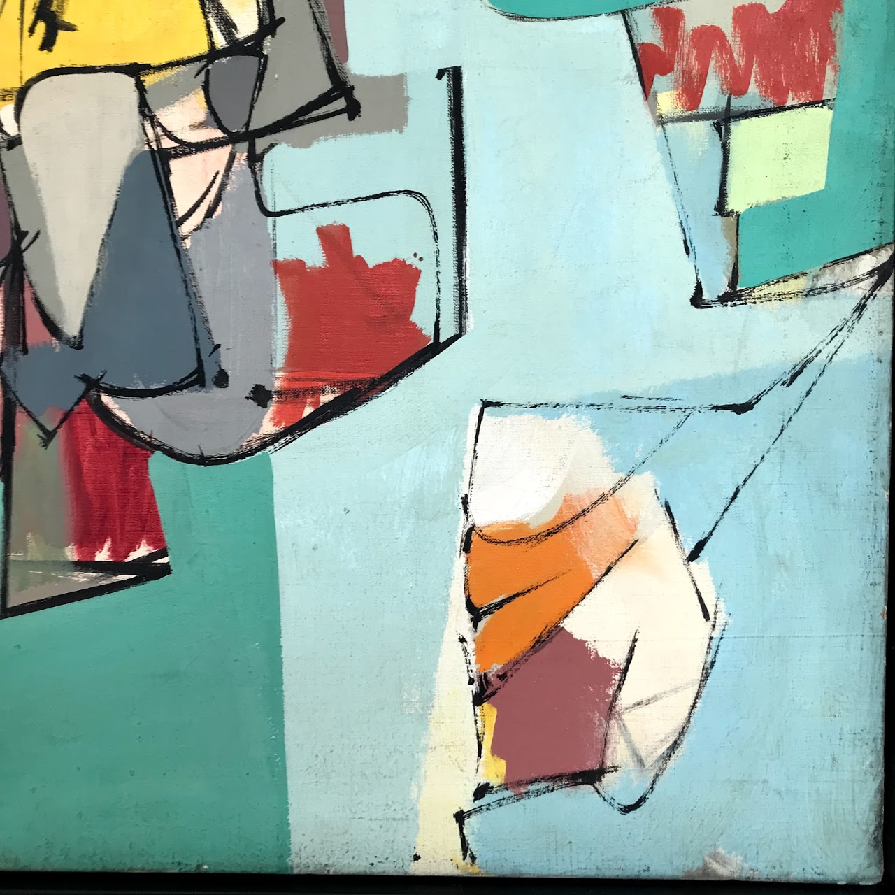 Stapleton Signed Modernist Oil Painting, 1950