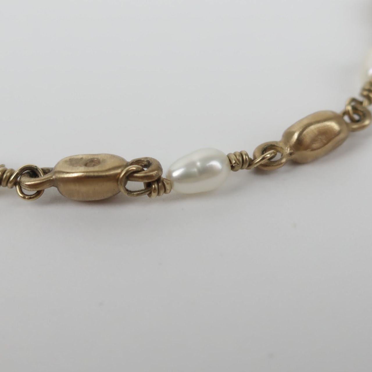 10K Gold & Freshwater Pearl Bead Bracelet