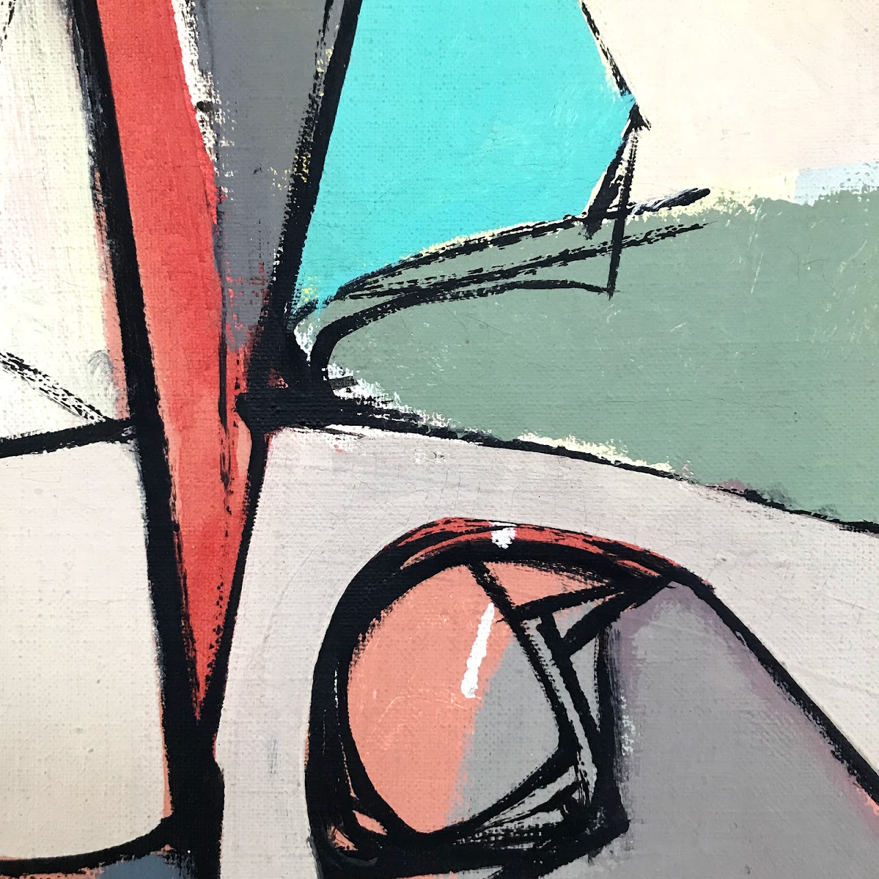 Stapleton Signed Modernist Oil Painting, 1950