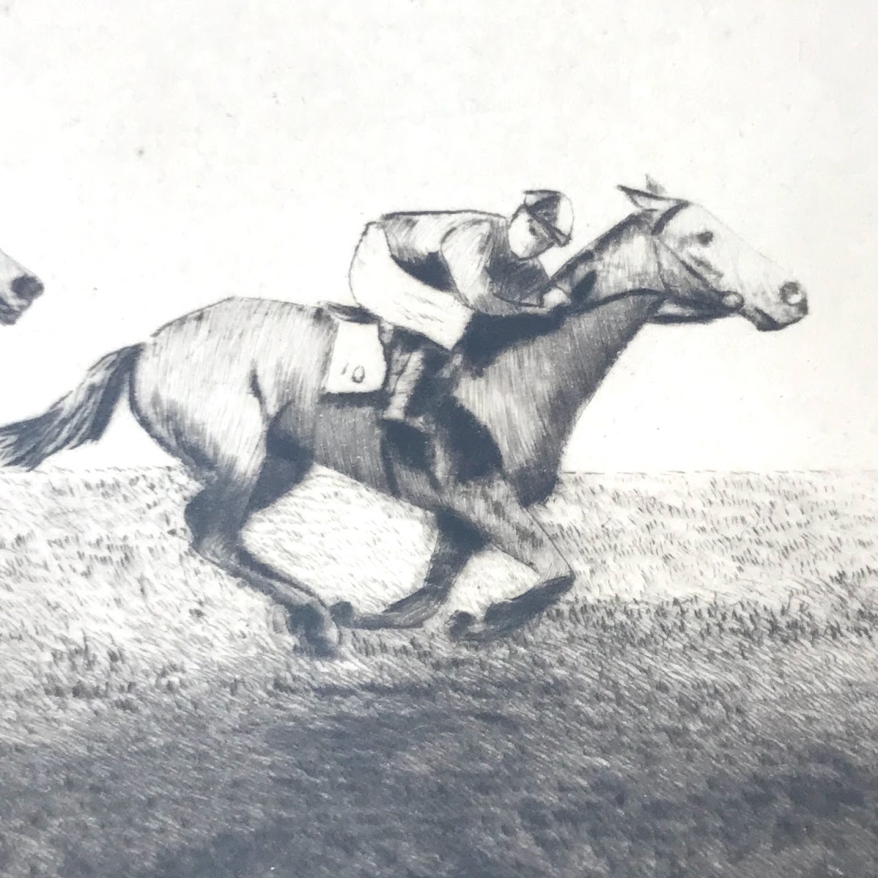 B. Roland Signed Horse Racing Etching