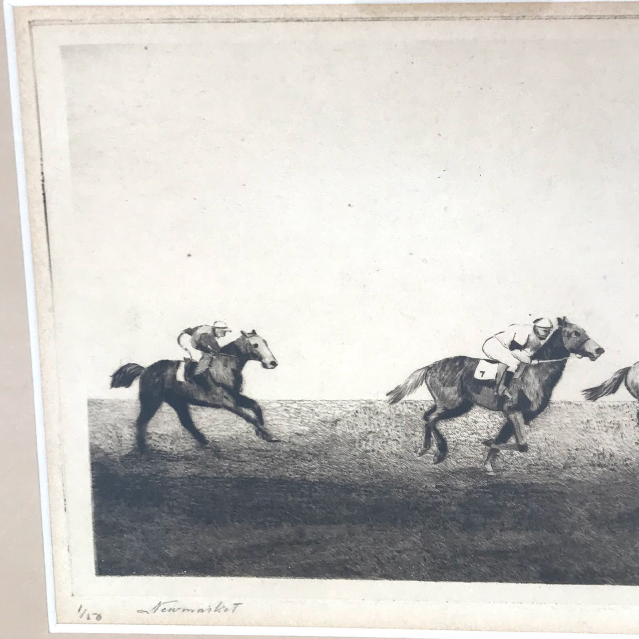 B. Roland Signed Horse Racing Etching