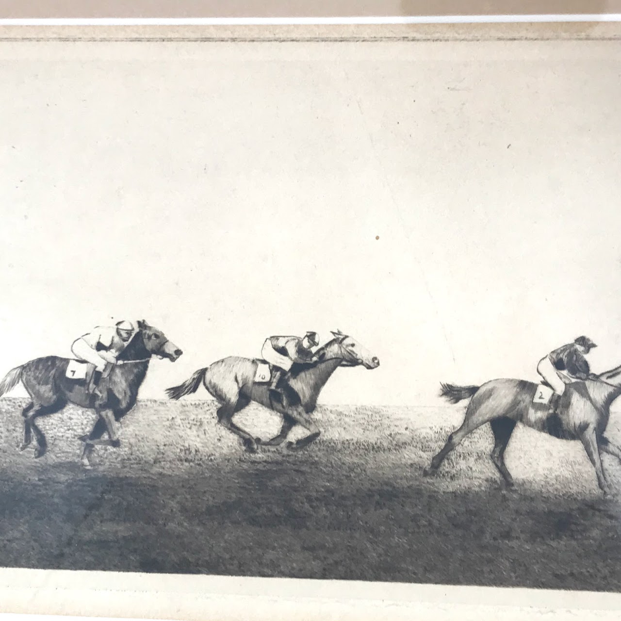 B. Roland Signed Horse Racing Etching