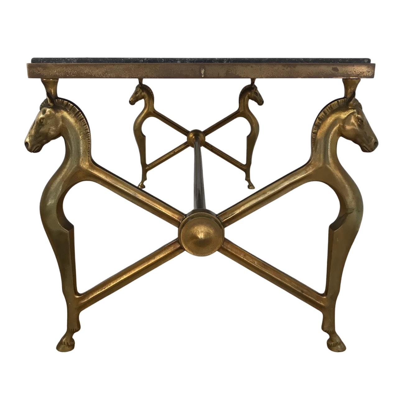 Mid-Century Brass French Style Horse Coffee Table