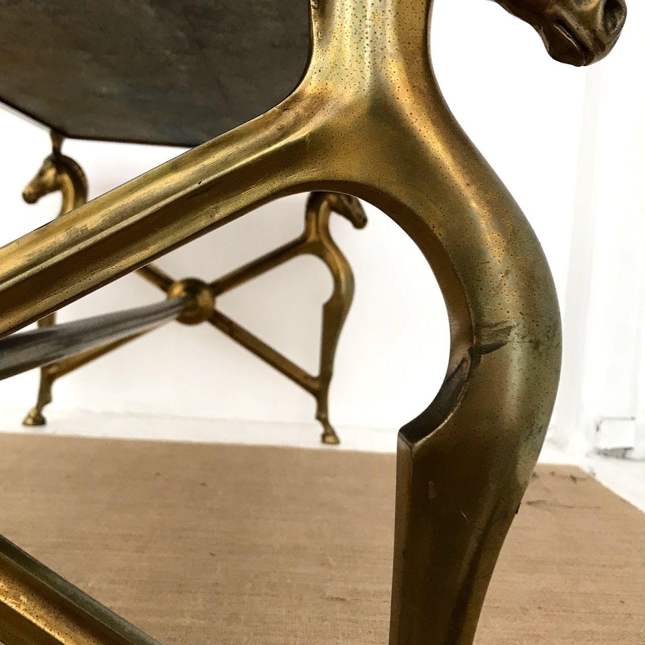 Mid-Century Brass French Style Horse Coffee Table