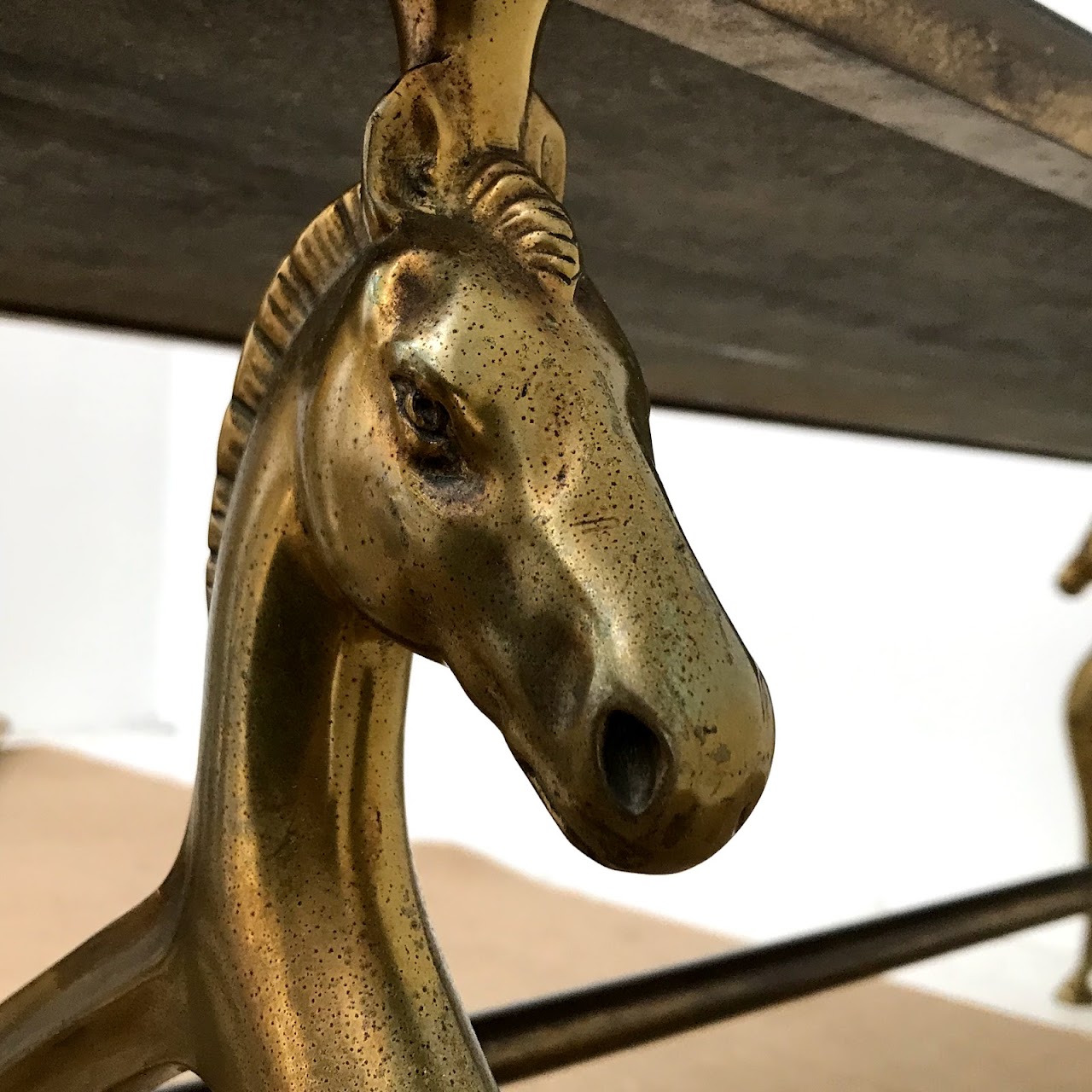 Mid-Century Brass French Style Horse Coffee Table