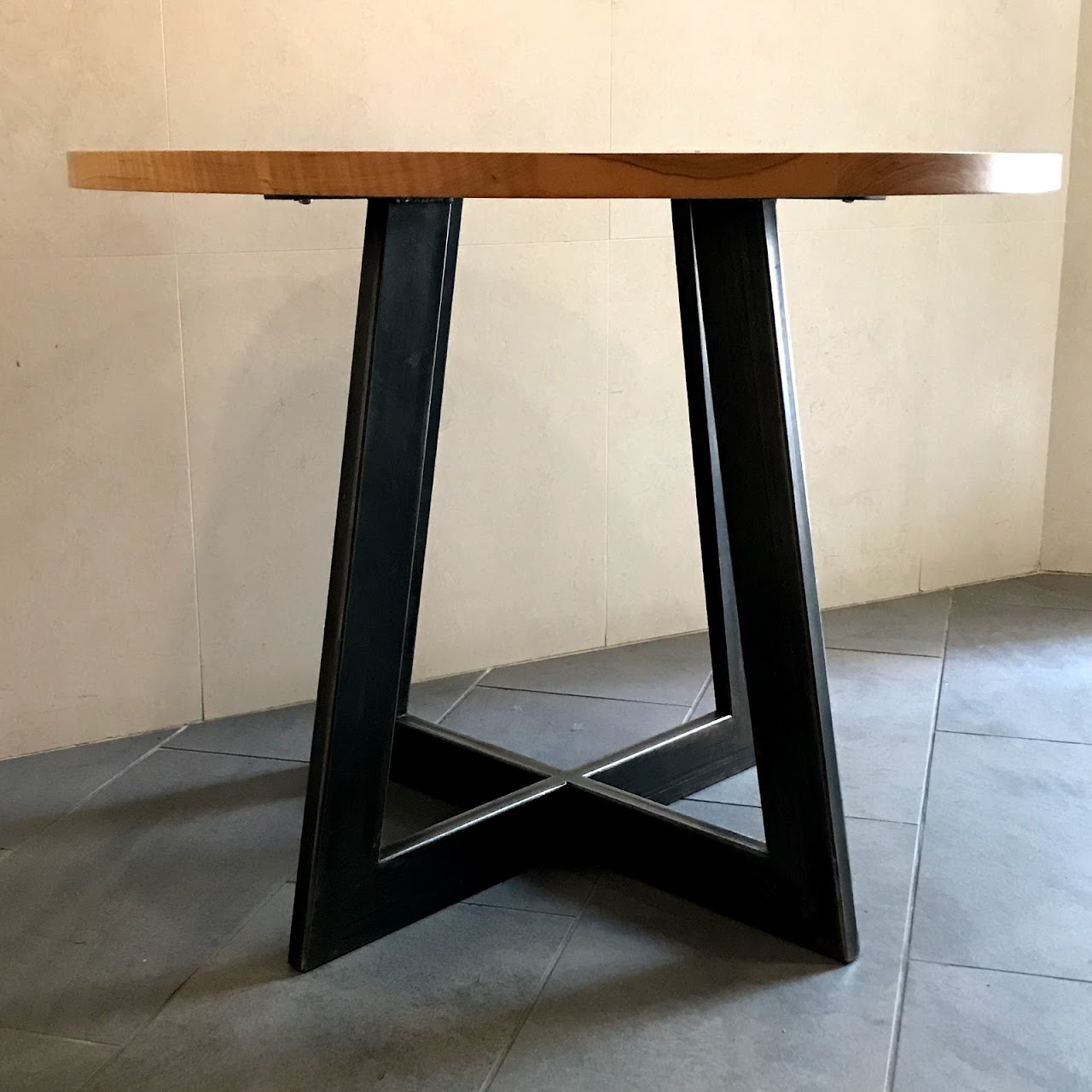 Contemporary White Oak & Machined Steel Center Table