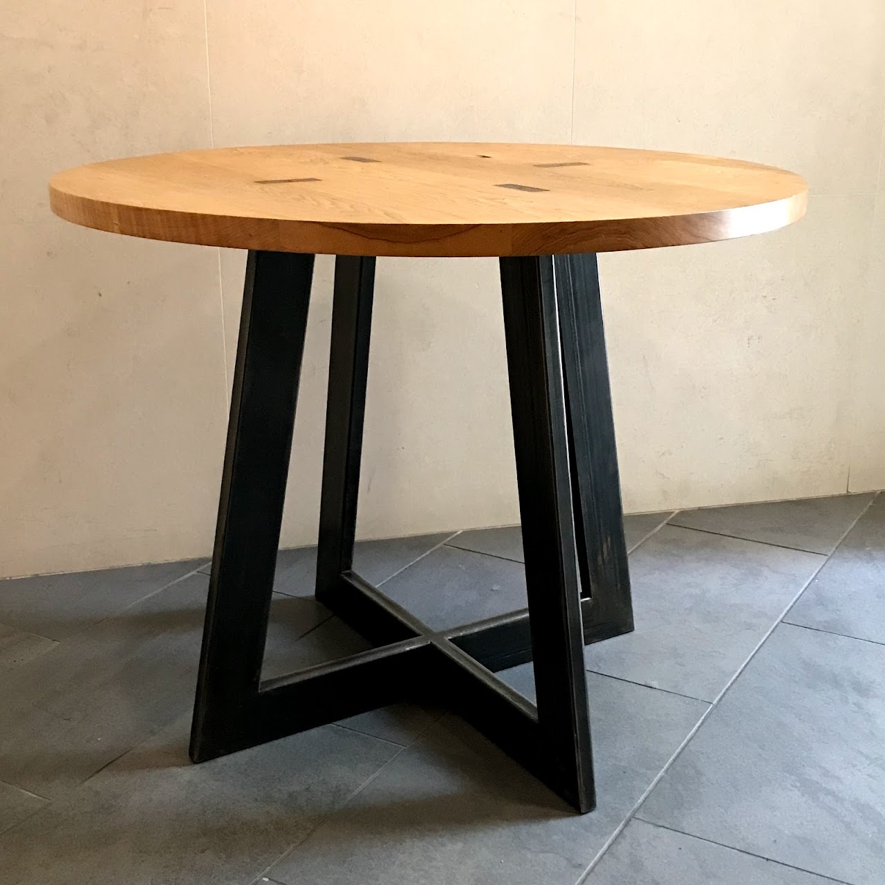 Contemporary White Oak & Machined Steel Center Table