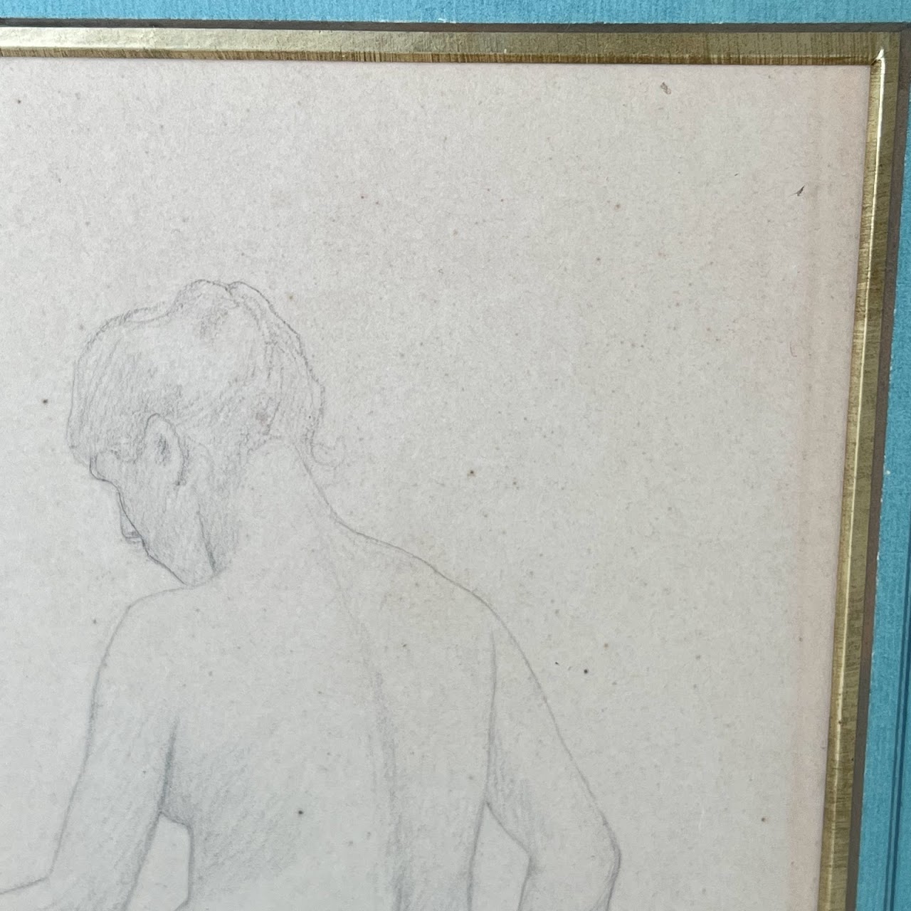 Jean-Leon Gerome Signed French School Nude Chalk Portrait Drawing