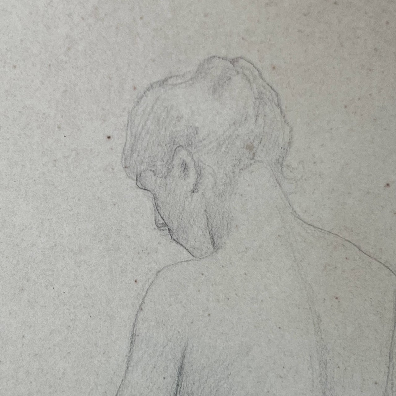 Jean-Leon Gerome Signed French School Nude Chalk Portrait Drawing