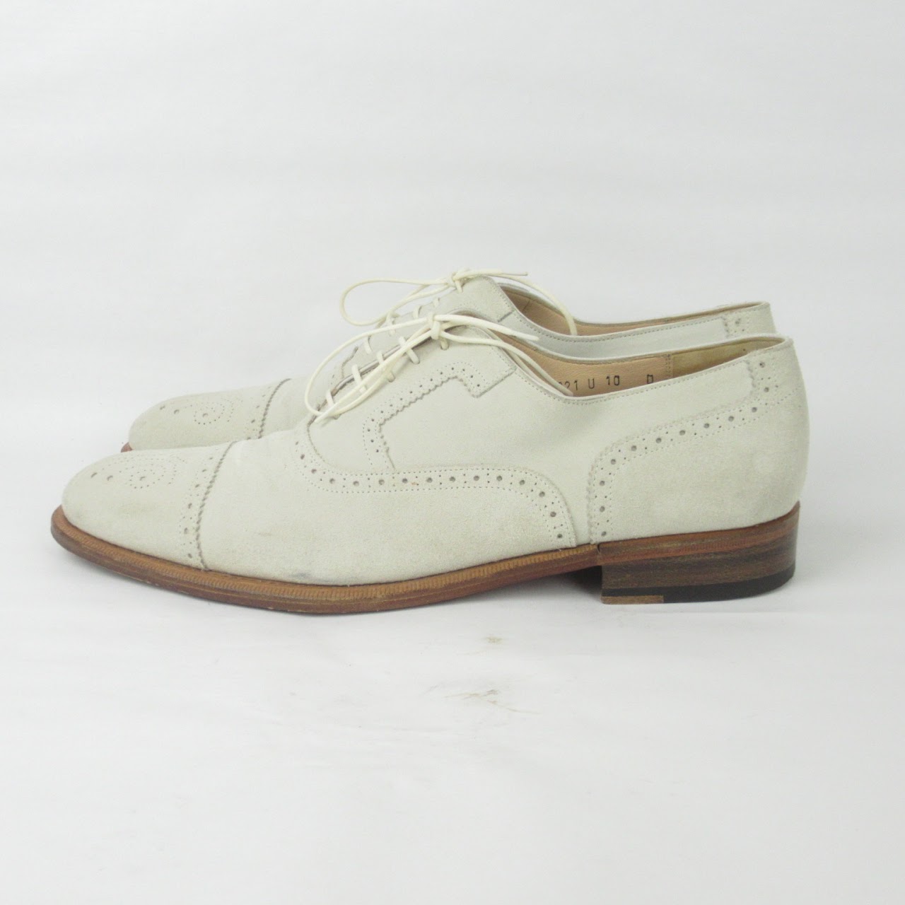 Salvatore Ferragamo Lavorazione Originale Cream Suede Oxford Shoes