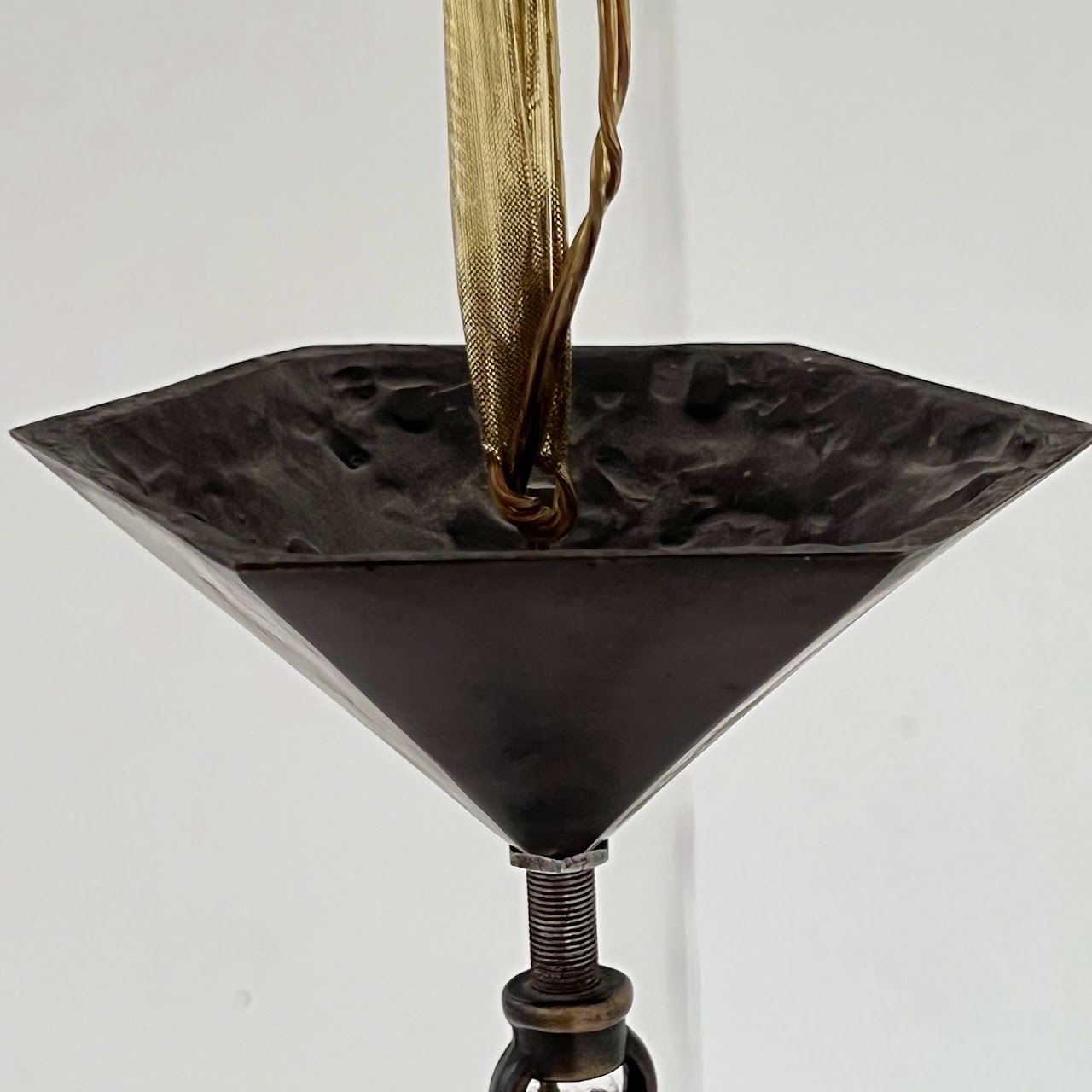 Jean Perzel Signed Bronze Art Deco Stellate Pendant Light