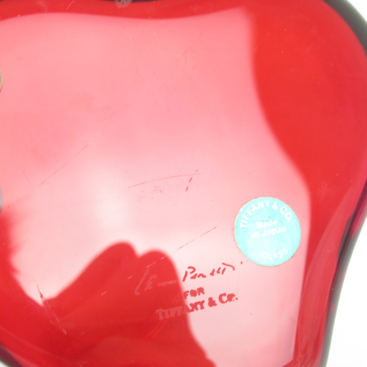 Tiffany & Co. Elsa Peretti Red Glass Heart Paperweight