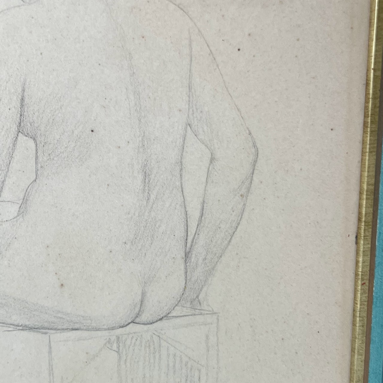 Jean-Leon Gerome Signed French School Nude Chalk Portrait Drawing