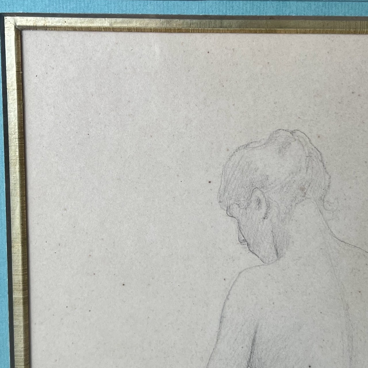 Jean-Leon Gerome Signed French School Nude Chalk Portrait Drawing