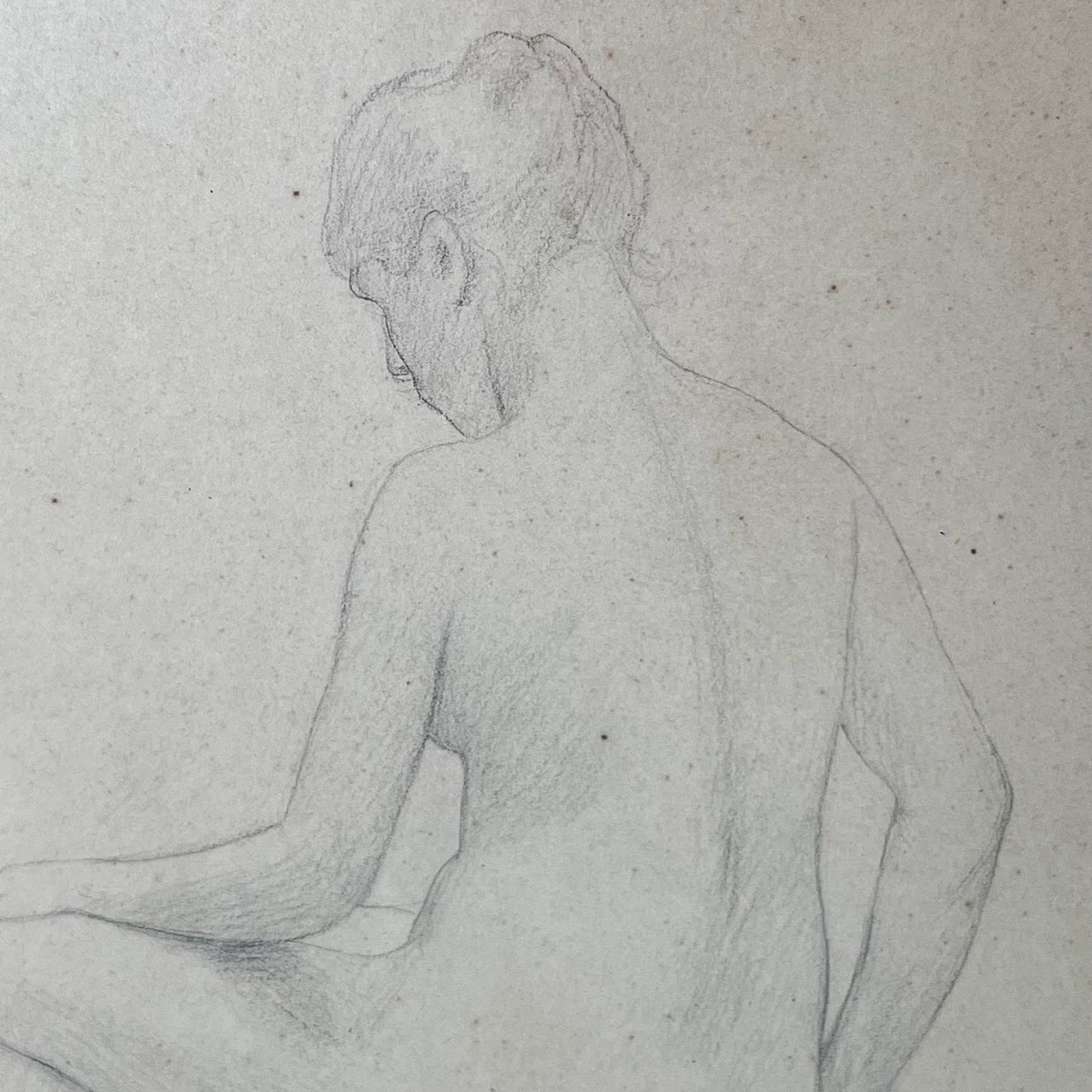 Jean-Leon Gerome Signed French School Nude Chalk Portrait Drawing