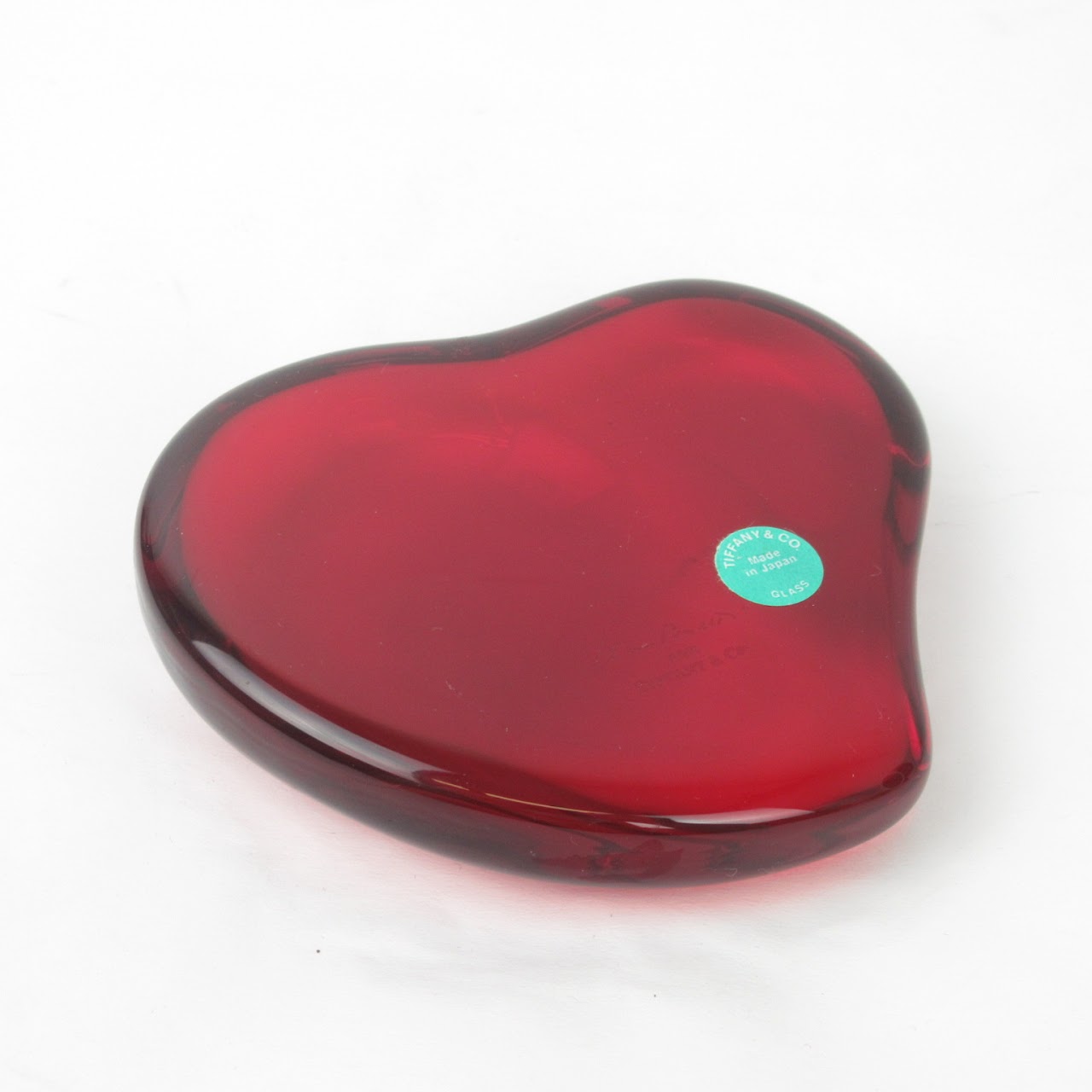 Tiffany & Co. Elsa Peretti Red Glass Heart Paperweight