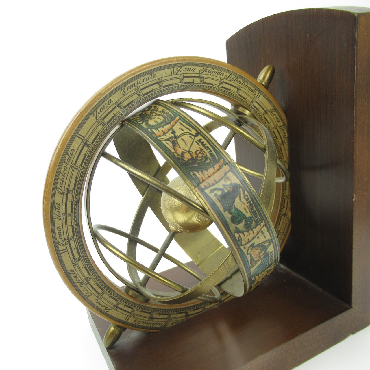 Midcentury Spinning Globe Bookends Pair
