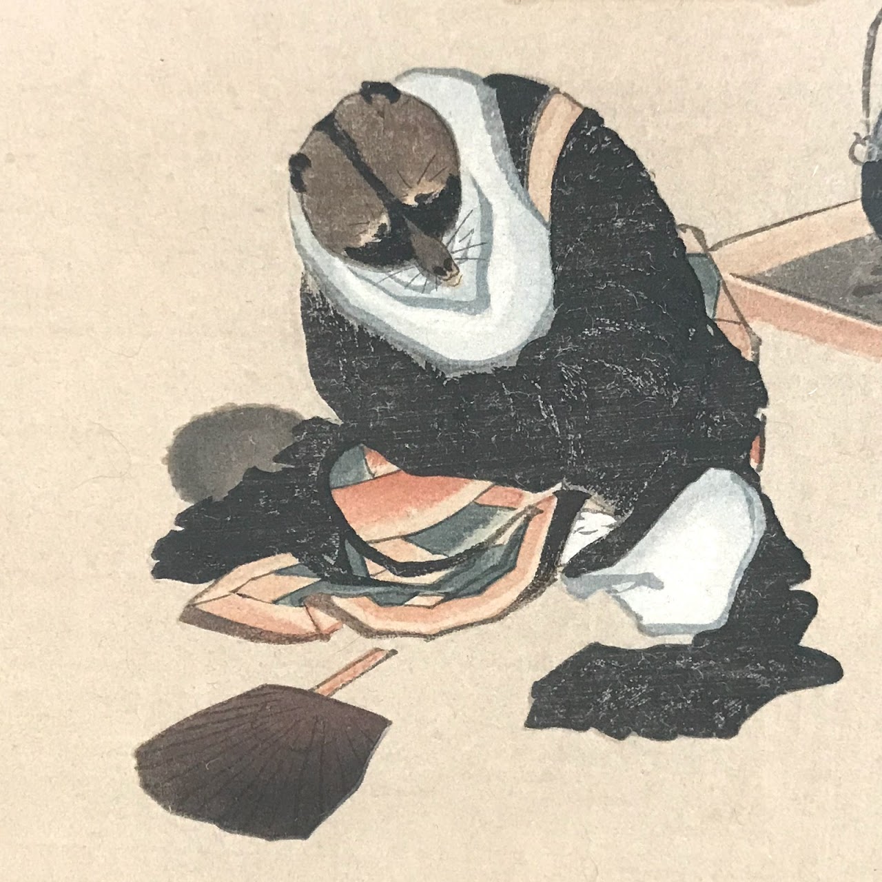 Tanuki Japanese Mythology Signed Woodblock Print