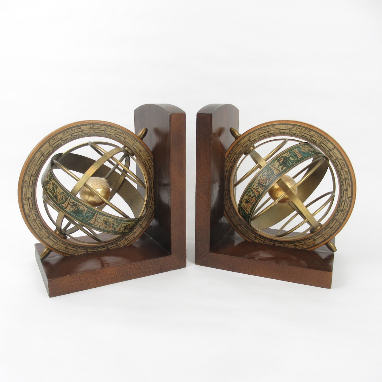Midcentury Spinning Globe Bookends Pair